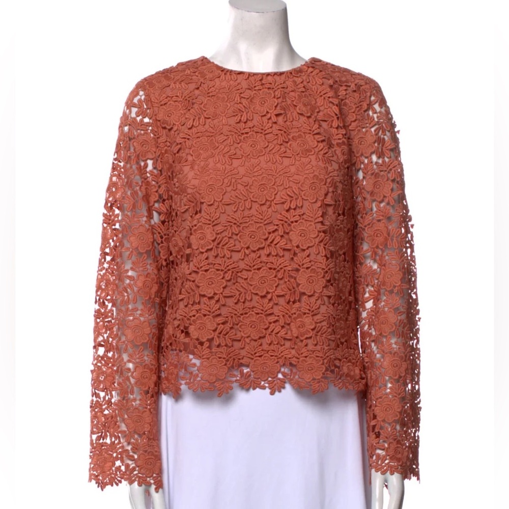 Alice + Olivia Lace Pattern Crew Neck Blouse Size XS